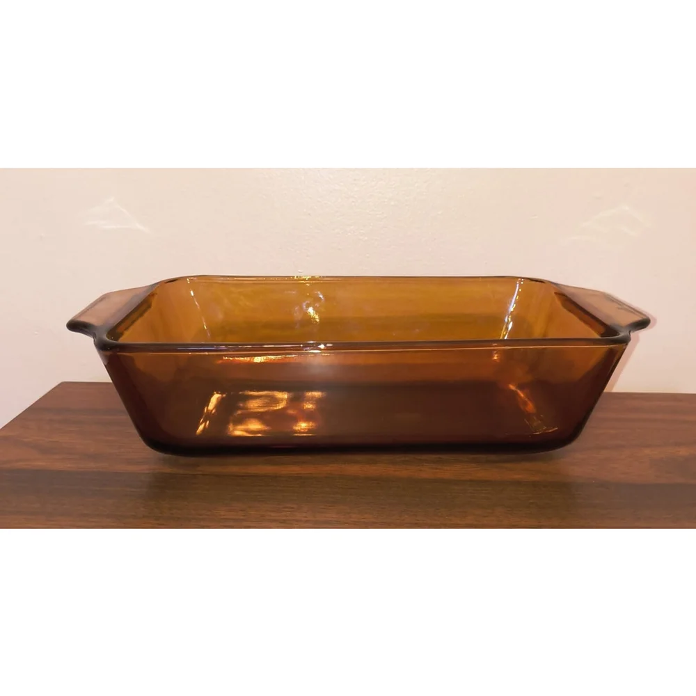 Anchor Hocking Harvest Basket Buffet Amber Brown Glass 9x5 Deep Loaf Baking Dish